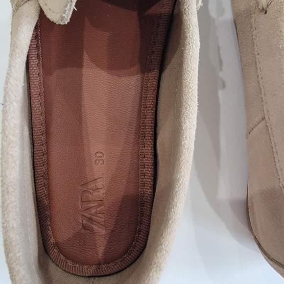 Zara Sand Brown Leather Shoes sz 30 - Picture 3 of 6